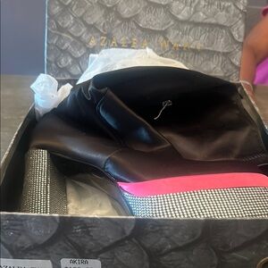 Stylish Black and Pink Heeled Boots